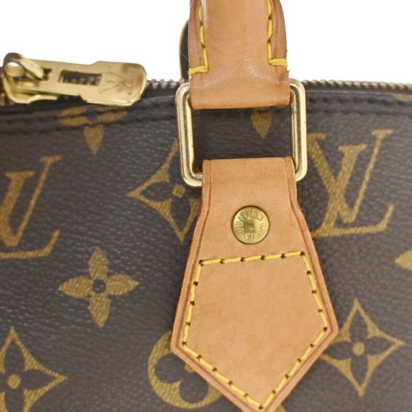 LOUIS VUITTON LV Logo Alma Hand Bag Monogram Leather Brown France - Picture 10 of 16